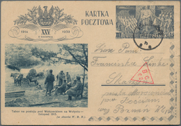 Polen - Ganzsachen: 1939, 15 Gr, Picture Stationery Card Posted From STANISLAWOW 3. IX.39" To Skarzy - Entiers Postaux