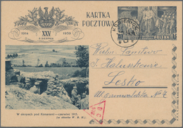 Polen - Ganzsachen: 1939, 15 Gr, Picture Stationery Card Posted From "KOSENICE 7. IX. 39" To Lesko B - Entiers Postaux