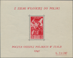 Polen - Besonderheiten: 1946, Polish Corps In Italy, 3 L. + 247 L. Red, Colour Error, Souvenir Sheet - Otros & Sin Clasificación