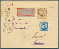 Portugal - Azoren: 1889, Registered Letter Aus Angra An Dr. Emilio Diena In Italien With 100 Reis "o - Azores