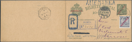 Portugal - Azoren: 1911, 10 R + 10 R Olive Green "REPUBLICA" Postal Stationery Reply Card, Uprated W - Azores