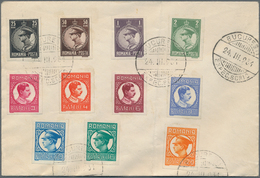 Rumänien: 1930, Definitives Carol II., 25b.-20l., Complete Set IMPERFORATE On Envelope (vertical Fol - Otros & Sin Clasificación