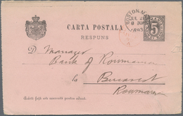 Rumänien - Ganzsachen: 1893, 5 Bani Black Postal Stationery Card Tied By Circle Cancel "BOSTON.MASS. - Entiers Postaux