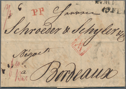 Russland - Vorphilatelie: 1825 FL From St. Petersburg To Bordeaux France, With Red PP And Also Red D - ...-1857 Voorfilatelie