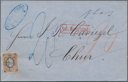 Russland: 1857 First Issue 10k. Imperforated Used On Folded Cover From Riga, Latvia To Chur, Switzer - Brieven En Documenten