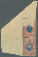 Russland: 1909, 15kop. Purple/blue, Marginal Pair From The Upper Left Corner Of The Sheet, Due To Fo - Lettres & Documents