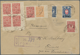 Russland: 1918 Local Registered Cover From Gomel With Scarce Franking Of One Bisected Stamp Cert. Ma - Cartas & Documentos