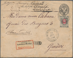 Russland - Ganzsachen: 1882, Envelope 7 K. Grey Uprated 7 K. Grey/red Tied "MINSK 11 FEB 1882" Regis - Postwaardestukken