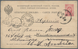 Russland - Ganzsachen: 1887 Postal Stationery Card From Moscow To Christiansund Norway And Then Redi - Postwaardestukken