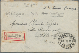 Russland - Schiffspost: 1913 Registered Letter With Provisory Label Of The Ship Mail Line Perm - Nis - Andere & Zonder Classificatie