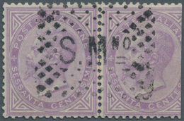 San Marino: FORERUNNER ITALY: 1863, 60 C Light Lila Horizontal Pair (cut/faults) Cancelled With Clea - Autres & Non Classés