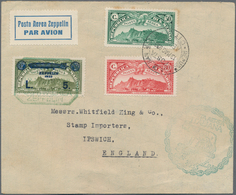 San Marino: 1933, 5 L Overprint On 80 C Olive Mixed Franking On ZEPPELIN-letter From San Marino City - Andere & Zonder Classificatie