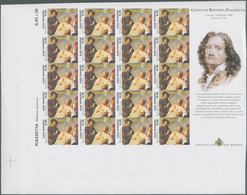 San Marino: 2004, Paintings, 0.45€ "Giovanni Battista", IMPERFORATE Proof Sheet Of 20 Stamps With Or - Autres & Non Classés