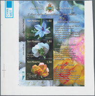 San Marino: 2011, Flowers Souvenir Sheet, IMPERFORATE Proof, Mint Never Hinged. - Autres & Non Classés