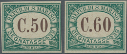 San Marino - Portomarken: 1897, Postage Dues 50c. And 60c. Green/brown IMPERFORATE PROOFS On Ungumme - Timbres-taxe