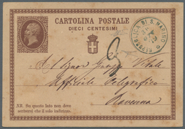 San Marino - Ganzsachen: 1879: Italian Postal Stationery 10 Centesimi Brown Used In SAN MARINO With - Entiers Postaux