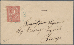 San Marino - Stempel: 1863: Forerunner, 2 Cents Brick Red, Turin Printing, Tied By Blue Double Circl - Autres & Non Classés