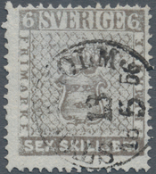 Schweden: 1855-58 6 Skill B:co Grey, Early Printing On Thin Paper, Used And Cancelled By "STOCKHOLM/ - Usados