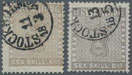 Schweden: 1855, Coat Of Arms 6 Skill. Two Stamps In Different Shades Grey And Brownish-grey Both Fin - Oblitérés
