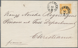 Schweden: 1863, Letter With Attrytive 24 Öre Franking From "STOCKHOLM 30/8 63" To Christiania, Norwa - Usados