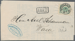 Schweden: 1881 Entire Letter From Stockholm To Wasa Via Åbo, Franked 1877 5 øre Green, Perf 13½, Tie - Used Stamps