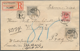 Schweden: 1883 Registered Cover From Lund To Prague Via Malmö And Stralsund-Berlin Railway, Franked - Usados