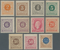 Schweden: 1886, Oscar II. And Circle Type With Blue Posthorn On Back Complete Set Of 11 Incl. Both S - Usados