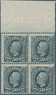 Schweden: 1895, Oscar II. 50öre Blue-grey Block Of Four From Upper Margin, MNH And Scarce, Mi. € 360 - Usados