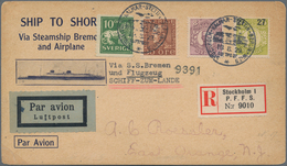 Schweden: 1929, Katapult-special Card Registered From Stockholm With 4-colour-franking With Special - Used Stamps