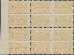 Schweden - Dienstmarken: 1881, Official Stamp 24öre Orange Perf. 13 Block Of Twelve From Left Margin - Dienstmarken