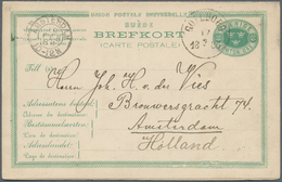 Schweden - Ganzsachen: 1885, 5ö.+5ö. Double Card Commercially Used From "GÖTEBORG 17.2.1886" To Amst - Enteros Postales