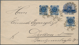 Schweden - Ganzsachen: 1889 Postal Stationery Provisional Envelope 10 øre On 12 øre Blue Used From S - Entiers Postaux