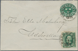 Schweden - Ganzsachen: 1890 Postal Stationery Envelope 5 øre Green, WATERMARK "Lines" FROM LOWER LEF - Entiers Postaux