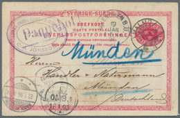 Schweden - Ganzsachen: 1896 Postal Stationery Card 10 øre Used From Lund To Münden, Germany Missent - Enteros Postales