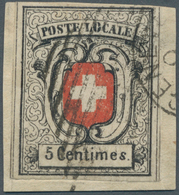 Schweiz: 1851, 5 C. "Neuenburg" (Mi.Nr. 3 II), Voll- Bis Meist Breitrandiges Kab.Stück Mit Der Abart - Used Stamps