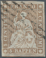 Schweiz: 1854, 5 Rp. Sitzende Helvetia Sogenannte "Strubel" Echt Gestempelt Mit Leichter Und Saubere - Used Stamps