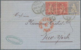 Schweiz: 1871, Kompletter Faltbrief Von Wohlen Via Aarau, Basel Und Deutschland Nach NEW-YORK, Frank - Used Stamps