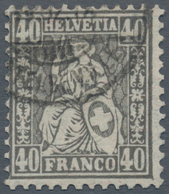 Schweiz: 1881 Sitzende Helvetia 40 Rp. Dunkelgrau Auf FASERPAPIER, Gebraucht Und Sauber Entwertet "G - Used Stamps
