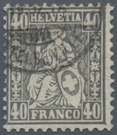 Schweiz: 1881 Sitzende Helvetia 40 Rp. Dunkelgrau Auf FASERPAPIER, Gebraucht Und Sauber Entwertet "G - Gebruikt