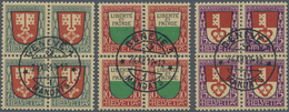 Schweiz: 1919 Pro Juventute: Kompletter Satz In Zentrisch Gestempelten Vierblocks Mit Gummi, Jeder B - Gebruikt