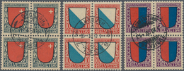 Schweiz: 1920 Pro Juventute: Kompletter Satz In Zentrisch Gestempelten Vierblocks, Jeder Block Gest. - Used Stamps