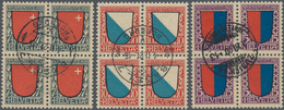Schweiz: 1920 Pro Juventute: Kompletter Satz In Zentrisch Gestempelten Vierblocks, Jeder Block Gest. - Gebruikt