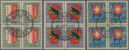 Schweiz: 1921 Pro Juventute: Kompletter Satz In Zentrisch Gestempelten Vierblocks, Jeder Block Gest. - Used Stamps