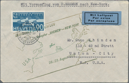 Schweiz: 1933, Vertragsstaaten Katapultpost, Brief Mit Vorausflug Dampfer "BREMEN" - NEW YORK 26./27 - Used Stamps