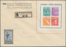 Schweiz: 1934 NABA-Block Auf Ausstellungsumschlag Als Eingeschriebener Brief Von Zürich Nach Bern, S - Used Stamps