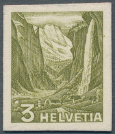 Schweiz: 1936, Freimarken Landschaften, 3 Rp. Lauterbrunnental Als Ungezähntes Vorlagestück In Leich - Used Stamps