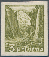 Schweiz: 1936, Freimarken Landschaften, 3 Rp. Lauterbrunnental Als Ungezähntes Vorlagestück In Leich - Gebruikt