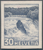 Schweiz: 1936, Freimarken Landschaften, 30 Rp. Rheinfall Als Ungezähntes Vorlagestück In Leicht Abwe - Used Stamps