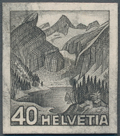 Schweiz: 1936, Freimarken Landschaften, 40 Rp. Säntis Als Ungezähntes Vorlagestück In Leicht Abweich - Used Stamps