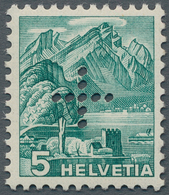 Schweiz - Dienstmarken: Bundesbehörden: 1937, Landschaften, 5 Rp. Bläulichgrün, Geriffelter Gummi, M - Dienstzegels